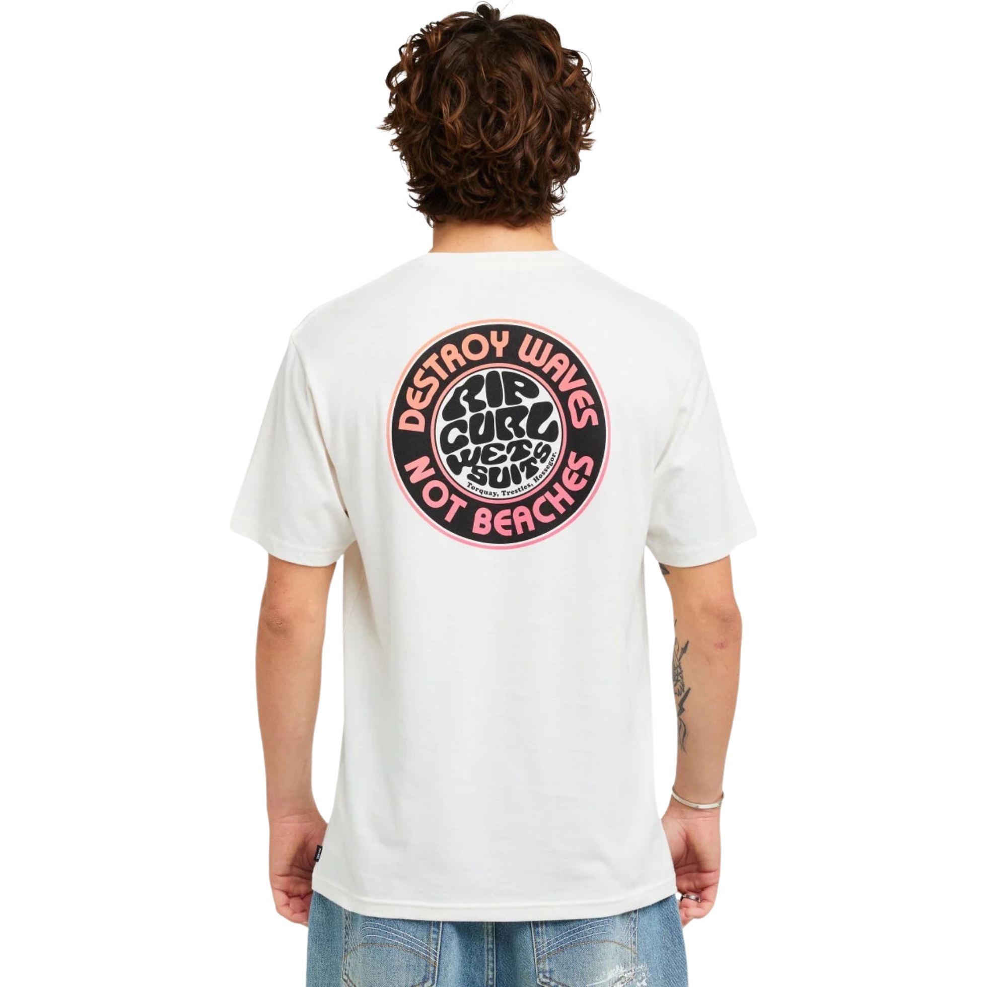 Rip Curl Mens Destroy Series T-Shirt 1BGMTE - Bone